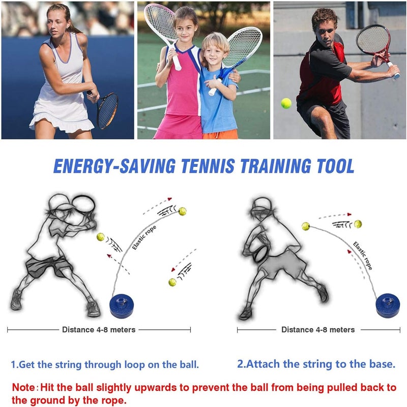 Teloon flybomb Portable Tennis Trainer 2.05LB Weight Heavy Iron Base Tennis Training Tool Exercise Tenis Ball Sports Self-Study,3 Replacement Rebound Balls+Wristband+Overgrip+Ring+Damper - Image 3